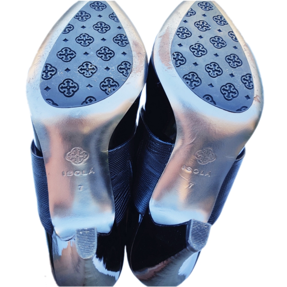 Isola Black Patent & Crocodile Strapped Heels 7 - Picture 6 of 6